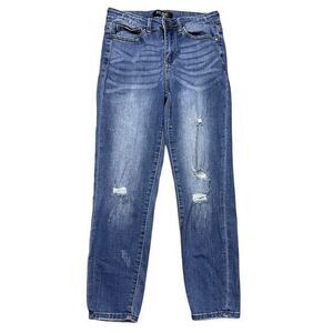 Judy Blue Women's Mid Rise Waist Cropped Jeans Size 28 Distressed